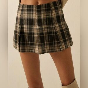 Ledin plaid pleated mini skirt  Lined Women’s  M School girl Preppy Earth tones